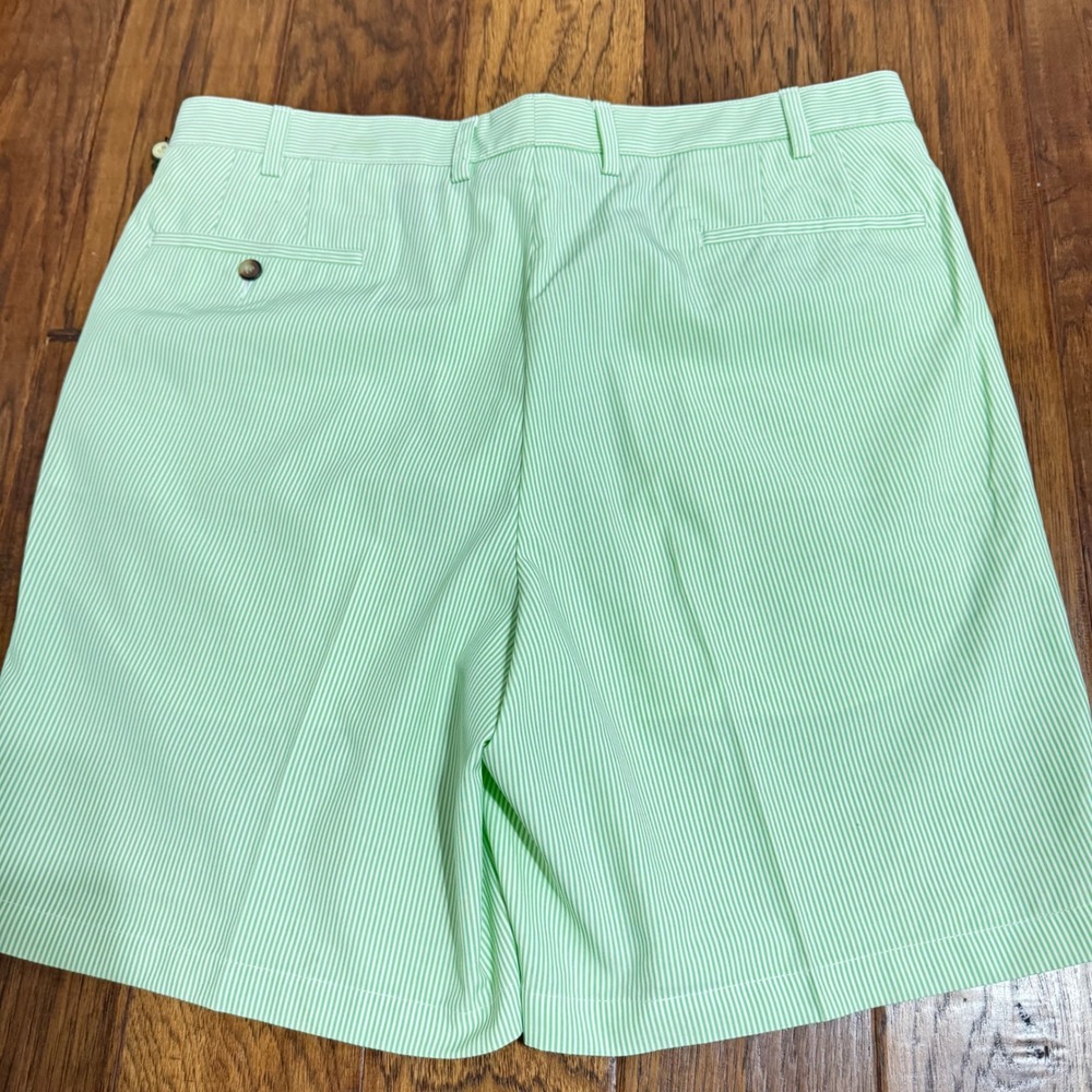 Donald Ross Mens Golf Shorts 38 Key Lime Green White‎ Seersucker Stripe DR0638 - Picture 8 of 8